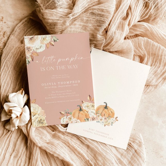 Invitation Baby shower de la fille de l'automne | Pink A Litt (Créateur téléchargé)