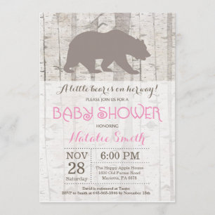 Invitation Baby shower de la fille de l'ours Boiss