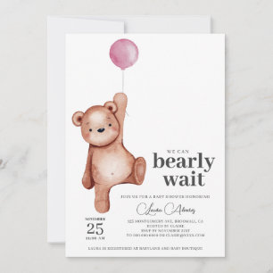 Invitation Baby shower de la fille de l'ours en pe