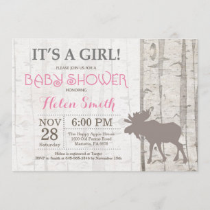 Invitation Baby shower de la fille d'orignal Woodl