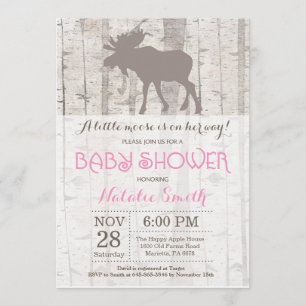 Invitation Baby shower de la fille d'orignal Woodl