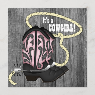 Invitation Baby shower de la fille-fille noire en bois