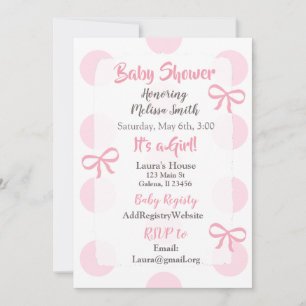 Invitation Baby shower de la fille Jumbo Pink Polk