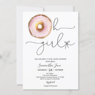 Invitation Baby shower de la fille Oh Donut Oh rose et or