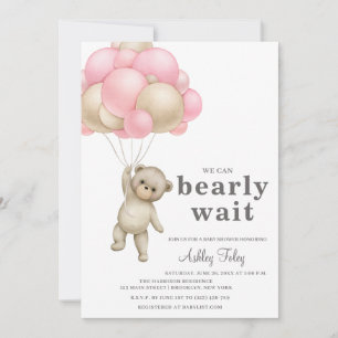 Invitation Baby shower de la fille ours en peluche