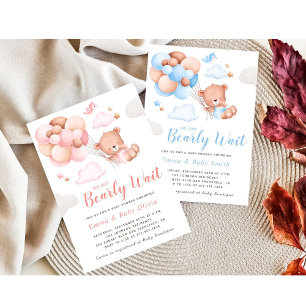 Invitation Baby shower de la fille ours en peluche