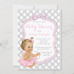 Invitation Baby shower de la fille perle rose Tutu