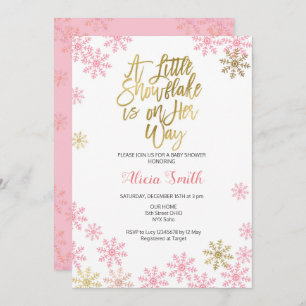 Invitation Baby shower de la fille Pink Gold Winter Wonderlan