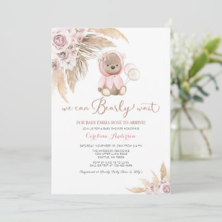 Invitation Baby shower de la fille rose Boho