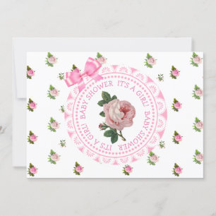 Invitation Baby shower de la fille Roses Roses Ros