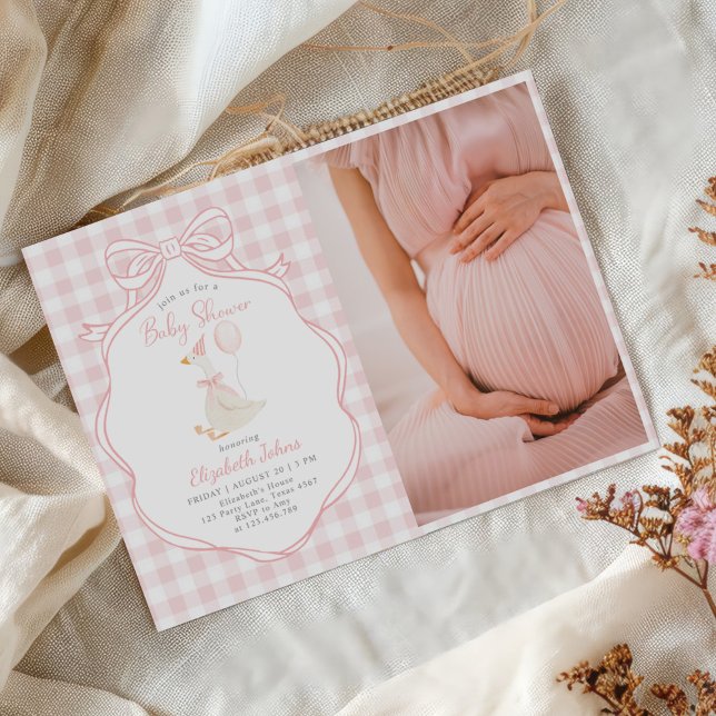 Invitation Baby shower de la fille sotte rose oie (Créateur téléchargé)