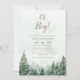 Invitation Baby shower de la forêt de pins