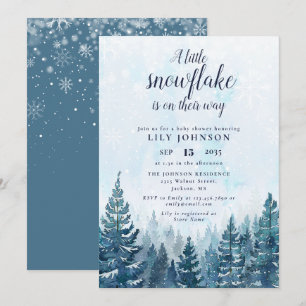 Invitation Baby shower de la forêt d'hiver de Little Snowflak