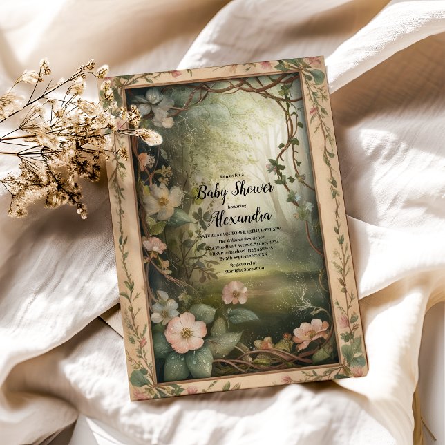 Invitation Baby shower de la Forêt Florale Magique (Créateur téléchargé)