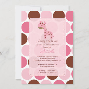 Invitation Baby shower de la Girafe rose