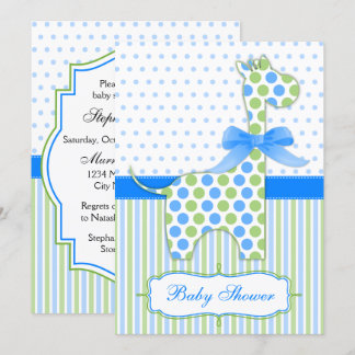 Invitation Baby shower de la Giraffe bleue et verte