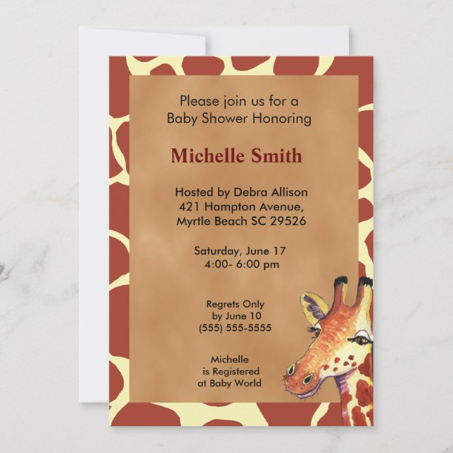 Invitation Baby shower de la Giraffe Cute (Devant)