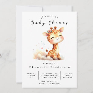 Invitation Baby shower de la Giraffe Imprimable Pastel