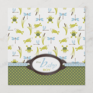 Invitation Baby shower de la grenouille et de la libellule