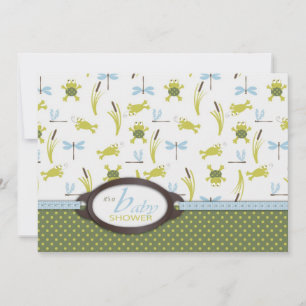 Invitation Baby shower de la grenouille et de la libellule