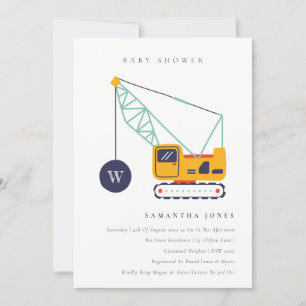 Invitation Baby shower de la grue de construction