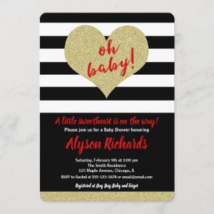 Invitation baby shower de la Journée des Valentines en noir r