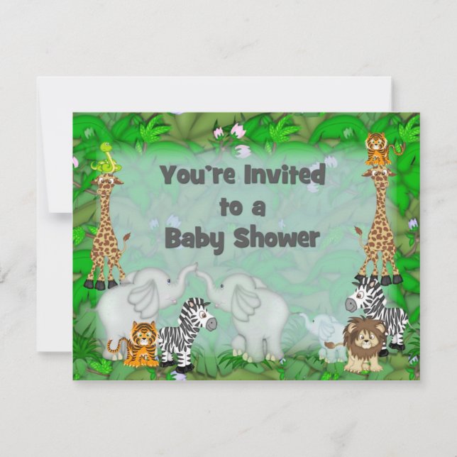 Invitation Baby shower de la jungle (Devant)