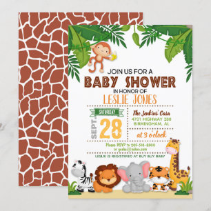 Invitation Baby shower de la jungle