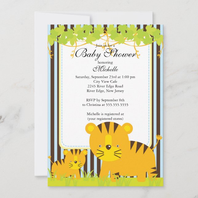 Invitation Baby shower de la Jungle Cute (Devant)