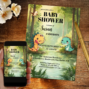 Invitation Baby shower de la jungle de Dragon Whimsical