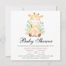 Invitation Baby shower de la jungle de Giraffe