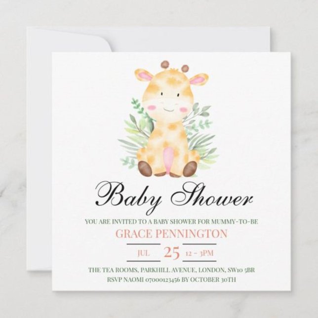 Invitation Baby shower de la jungle de Giraffe (Créateur téléchargé)