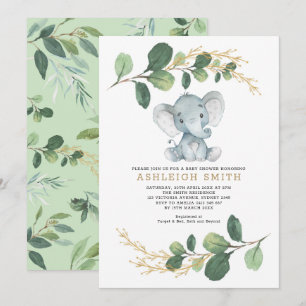 Invitation Baby shower de la jungle des éléphants