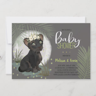 Invitation Baby shower de la Jungle Florale Black