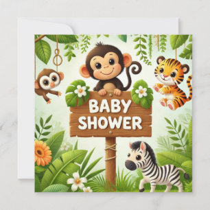 Invitation Baby shower de la Jungle mignonne