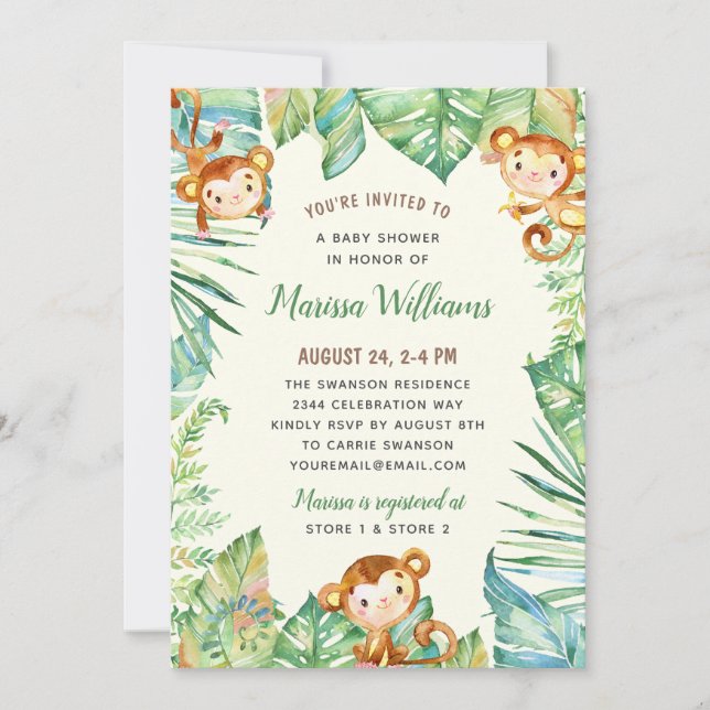 Invitation Baby shower de la jungle neutre entre les sexes (Devant)