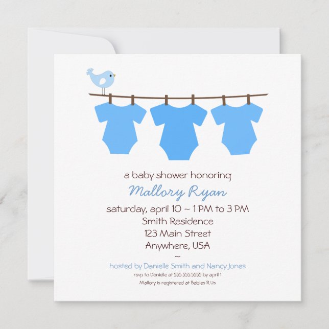 Invitation Baby shower de la ligne (Devant)