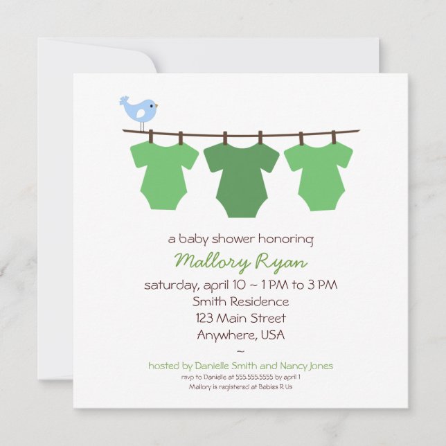 Invitation Baby shower de la ligne (Devant)