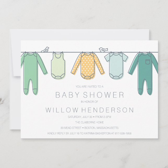 Invitation Baby shower de la ligne (Devant)