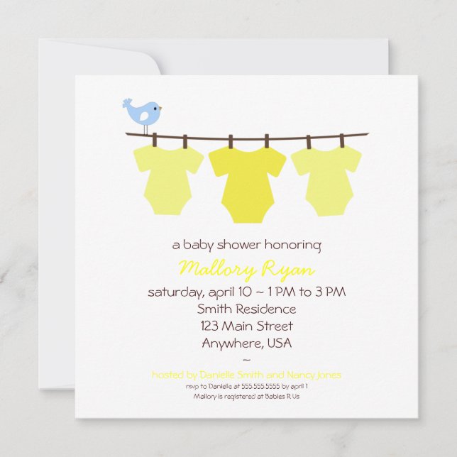 Invitation Baby shower de la ligne (Devant)