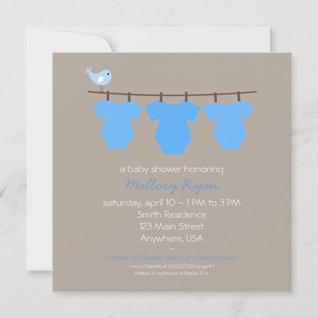 Invitation Baby shower de la ligne de clôture (Devant)