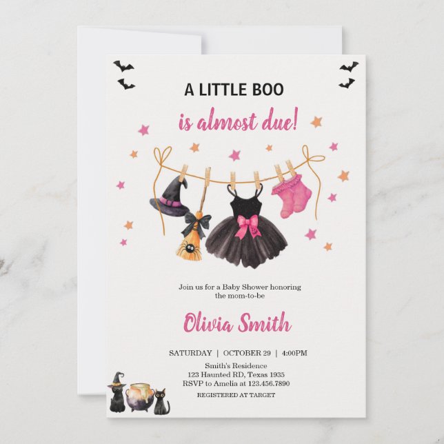 Invitation Baby shower de la ligne de linge de petite fille B (Devant)