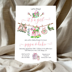 Invitation Baby shower de la ligne de linge Preppy Girl