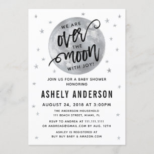Invitation Baby shower de la Lune d'argent et des