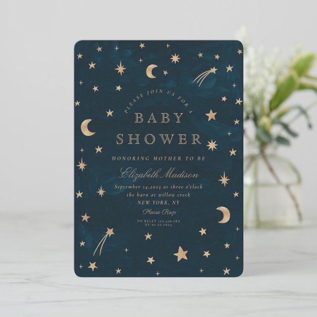 Invitation Baby shower de la lune des étoiles célestes de la  (Créateur téléchargé)