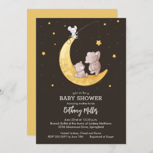 Invitation Baby shower de la lune et des étoiles