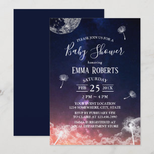 Invitation Baby shower de la lune et des étoiles de Dandelion