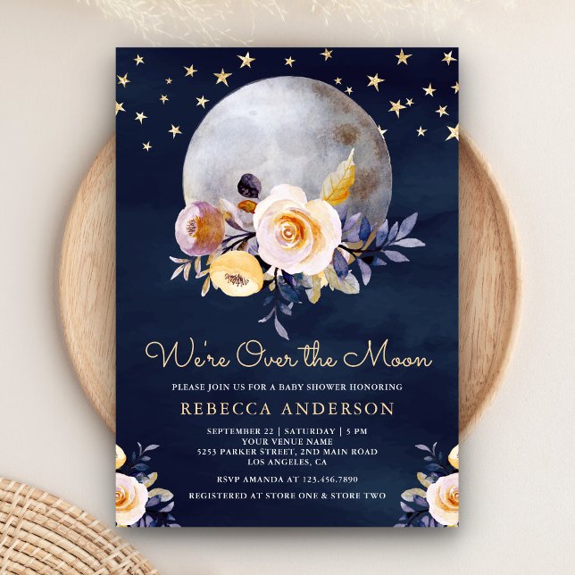 Invitation Baby shower de la lune florale Terre Boho de la Ma (Créateur téléchargé)