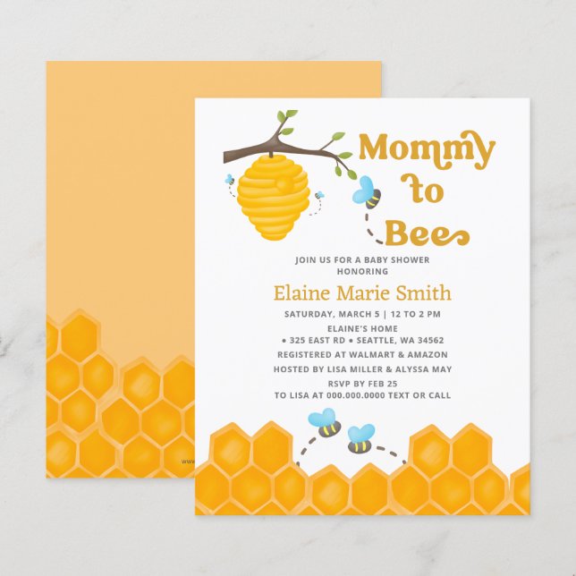 Invitation Baby shower de la maman du budget (Devant / Derrière)
