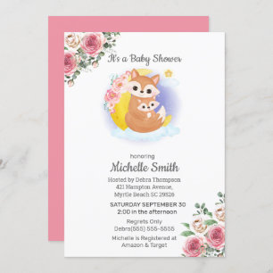 Invitation Baby shower de la maman Fox Floral rose